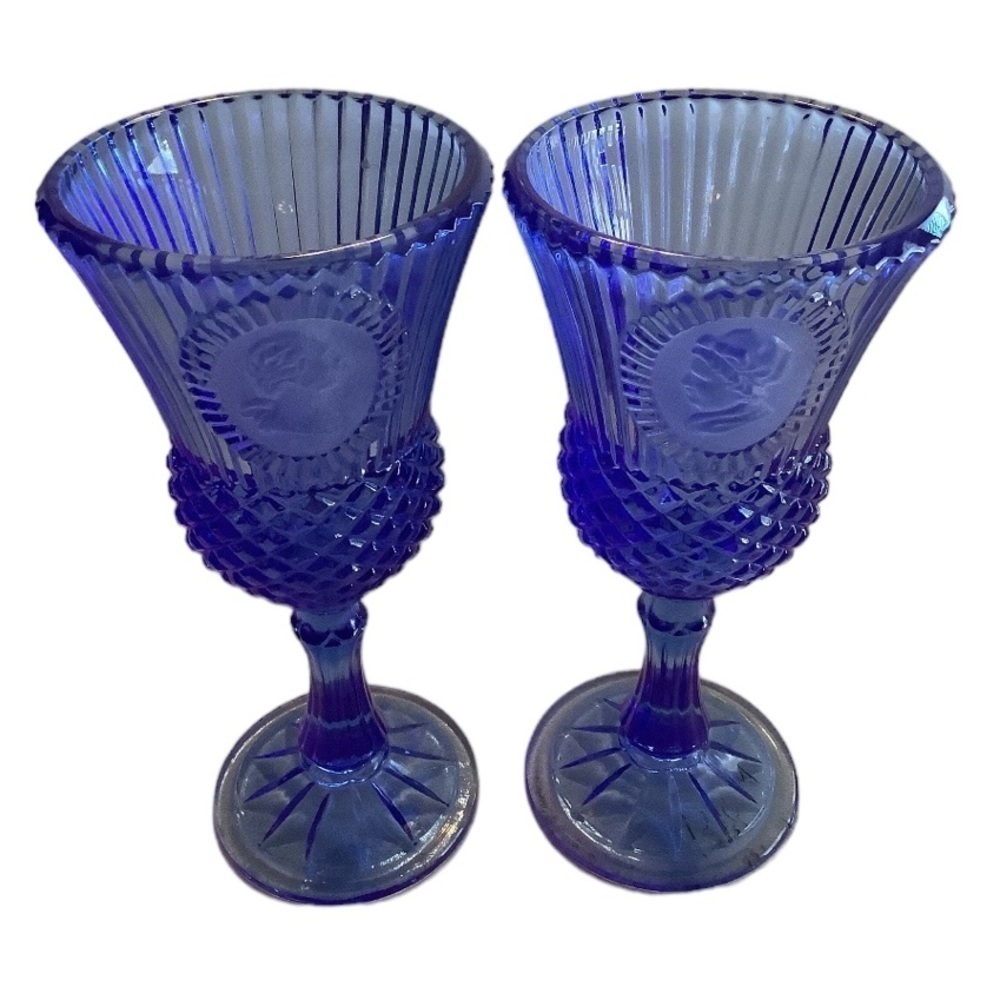 Vintage 1976 Avon Fostoria Martha George Washington wine goblets/glasses set of2 - Picture 4 of 11